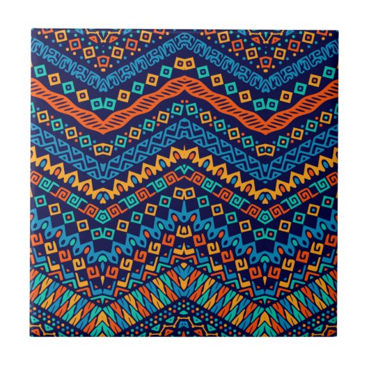 アフリカの民族ファンキー色 タイル (正面)