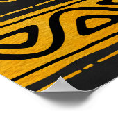 アフリカの民族柄の黄色と黒 ポスター (角)