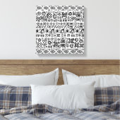 アフリカの民族柄 – 白黒#2 キャンバスプリント (インサイチュ (寝室))