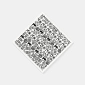 アフリカの民族柄 – 白黒#5 スタンダードカクテルナプキン (角)