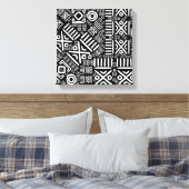 アフリカの民族柄 – 白黒#6 キャンバスプリント (インサイチュ (寝室))