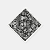 アフリカの民族柄 – 白黒#6 スタンダードカクテルナプキン (角)