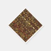アフリカの民族柄 – 褐色系と黄金系#7 スタンダードカクテルナプキン (角)