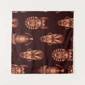 アフリカの民族的なマスク、暗い背景 タペストリー (正面(横))