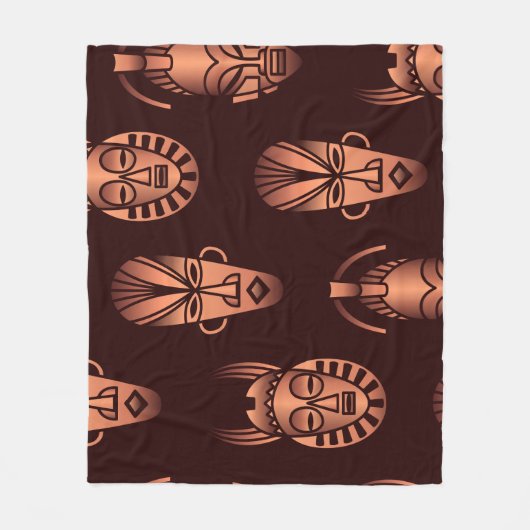 アフリカの民族的なマスク、暗い背景 フリースブランケット (正面)