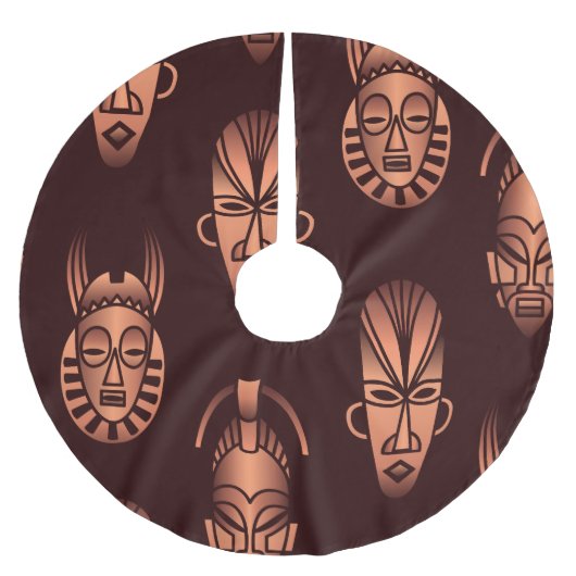 アフリカの民族的なマスク、暗い背景 ブラッシュドポリエステルツリースカート (正面)