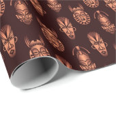 アフリカの民族的なマスク、暗い背景 ラッピングペーパー (ロールコーナー)