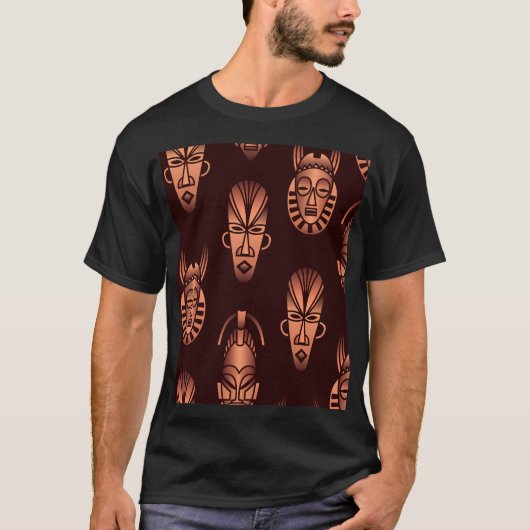 アフリカの民族的なマスク、暗い背景 Tシャツ (正面)