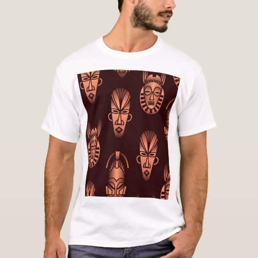 アフリカの民族的なマスク、暗い背景 Tシャツ (正面)