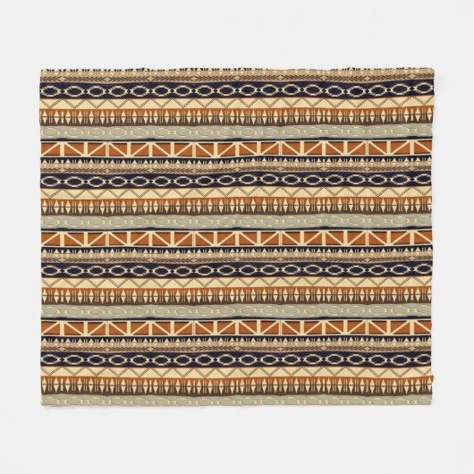 アフリカの民族的幾何学 フリースブランケット (正面(横))