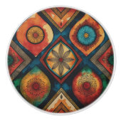 アフリカの水の色の部族のジオメト自然リとはっきりした セラミックノブ (正面)