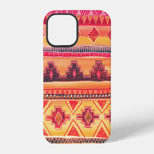 アフリカの水彩画、鮮やかな模様 iPhoneケース (裏面)