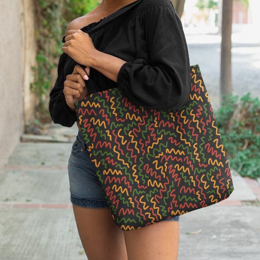 アフリカの波線パターン トートバッグ