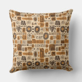 アフリカの泥の布民族部族のパターン1 クッション (裏面)
