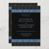 アフリカの泥布ブルーブラック結婚ズ 招待状 (正面/裏面)