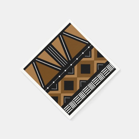 アフリカの泥染和紙ボゴラン デザイナーペーパーナプキン スタンダードカクテルナプキン (角)