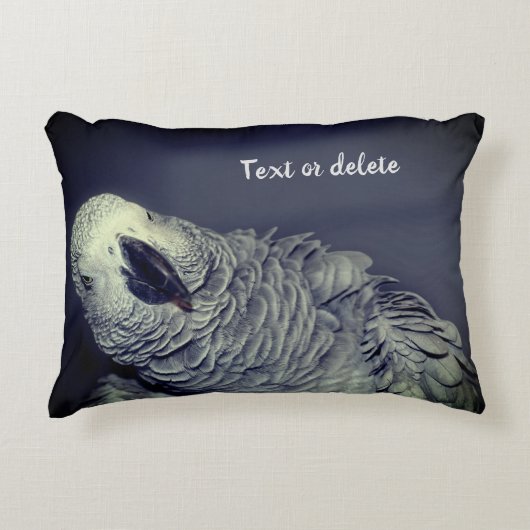 アフリカの灰色のオウムかわいいパーソナライズされた鳥 アクセントクッション (正面)