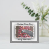 アフリカの灰色のオウムと氷のようなピンクのクリスマスツリー シーズンポストカード (スタンド正面)