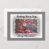 アフリカの灰色のオウムと氷のようなピンクのクリスマスツリー シーズンポストカード (正面/裏面)