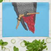 アフリカの灰色のオウムの漫画イラストレーション キッチンタオル (折り畳み)