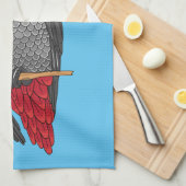 アフリカの灰色のオウムの漫画イラストレーション キッチンタオル (四つ折り)