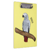 アフリカの灰色のオウムの漫画イラストレーション クリップボード (右)