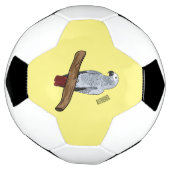 アフリカの灰色のオウムの漫画イラストレーション サッカーボール (回転)