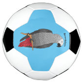 アフリカの灰色のオウムの漫画イラストレーション サッカーボール (回転)