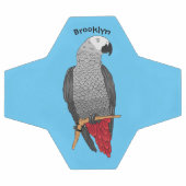 アフリカの灰色のオウムの漫画イラストレーション サッカーボール (フラット)