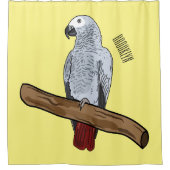 アフリカの灰色のオウムの漫画イラストレーション シャワーカーテン (正面)