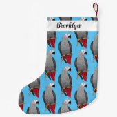 アフリカの灰色のオウムの漫画イラストレーション スモールクリスマスストッキング (裏面)