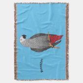 アフリカの灰色のオウムの漫画イラストレーション スローブランケット (正面縦)