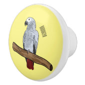 アフリカの灰色のオウムの漫画イラストレーション セラミックノブ (右)