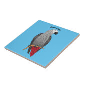 アフリカの灰色のオウムの漫画イラストレーション タイル (側面)