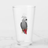 アフリカの灰色のオウムの漫画イラストレーション タンブラーグラス (裏面)
