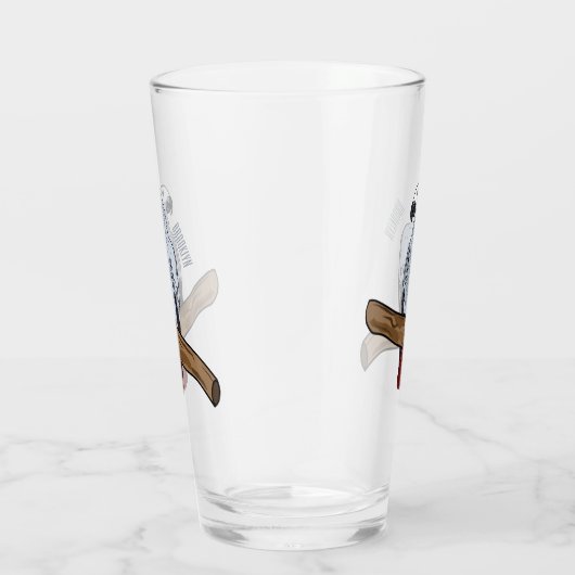 アフリカの灰色のオウムの漫画イラストレーション タンブラーグラス (右)