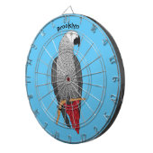 アフリカの灰色のオウムの漫画イラストレーション ダーツボード (正面右)