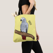 アフリカの灰色のオウムの漫画イラストレーション トートバッグ (クローズアップ)