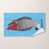 アフリカの灰色のオウムの漫画イラストレーション バスタオルセット (ハンドタオル)