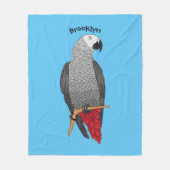 アフリカの灰色のオウムの漫画イラストレーション フリースブランケット (正面)