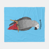 アフリカの灰色のオウムの漫画イラストレーション フリースブランケット (正面(横))