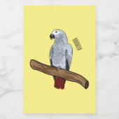 アフリカの灰色のオウムの漫画イラストレーション フードラベル (シングルラベル)