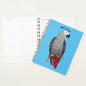 アフリカの灰色のオウムの漫画イラストレーション プランナー手帳 (ディスプレー)