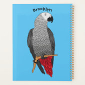 アフリカの灰色のオウムの漫画イラストレーション プランナー手帳 (裏面)