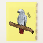 アフリカの灰色のオウムの漫画イラストレーション プランナー手帳 (裏面)