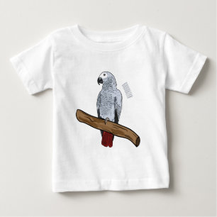 アフリカの灰色のオウムの漫画イラストレーション ベビーTシャツ