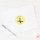 アフリカの灰色のオウムの漫画イラストレーション ラウンドシール (封筒)