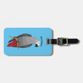 アフリカの灰色のオウムの漫画イラストレーション ラゲッジタグ (正面横)