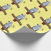 アフリカの灰色のオウムの漫画イラストレーション ラッピングペーパー (角)