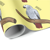 アフリカの灰色のオウムの漫画イラストレーション ラッピングペーパー (ロールコーナー)